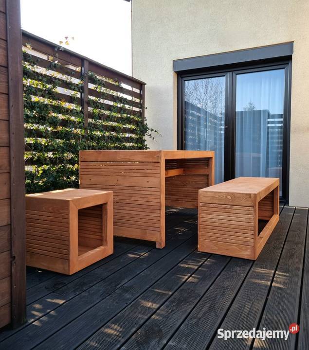 Meble ogrodowe drewniane tarasowe nieskładane śląskie Kalety sprzedam