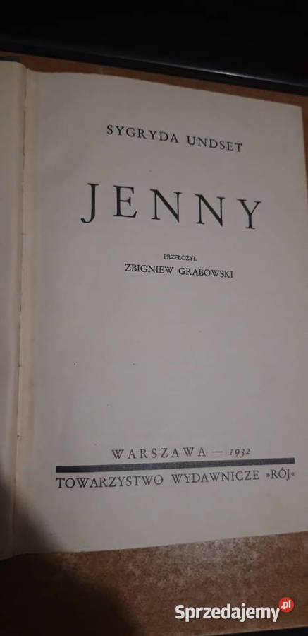 J E N N Y SYGRYDA UNDSET Wwa 1932 opr pierwodruk Antykwariat Iwno sprzedam