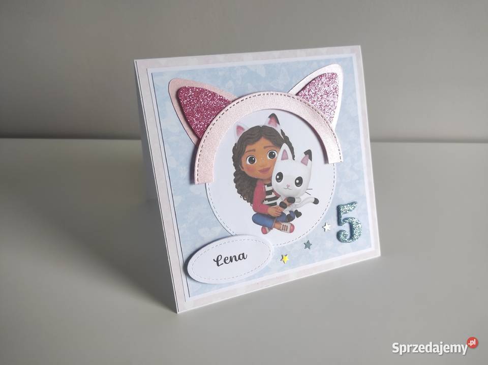 Kartka ręcznie robiona urodzinowa Koci Domek Rękodzieło Łódź