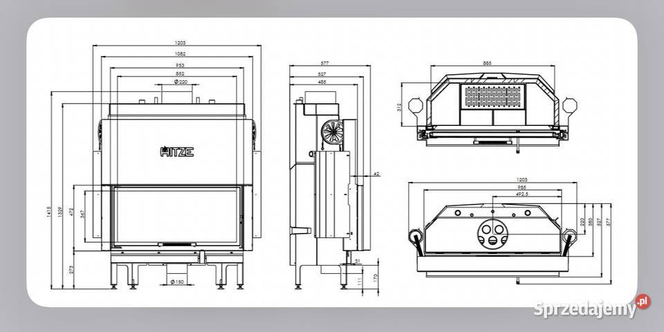 HITZE Nowoczesny wkład kominkowy z płaszczem Rakoniewice