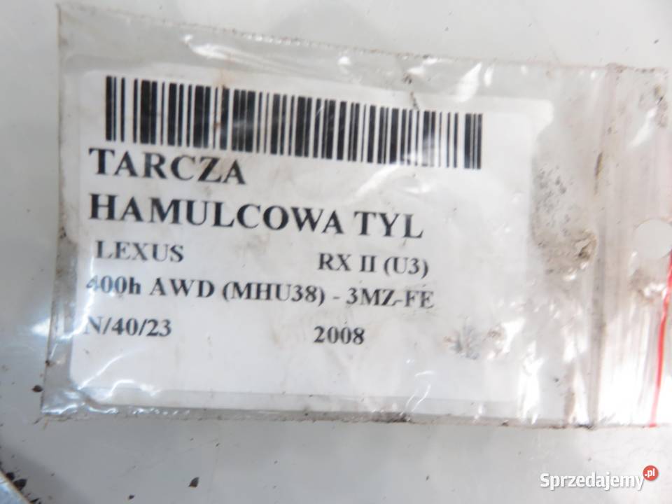 TARCZE HAMULCOWE TYŁ LEXUS RX II małopolskie