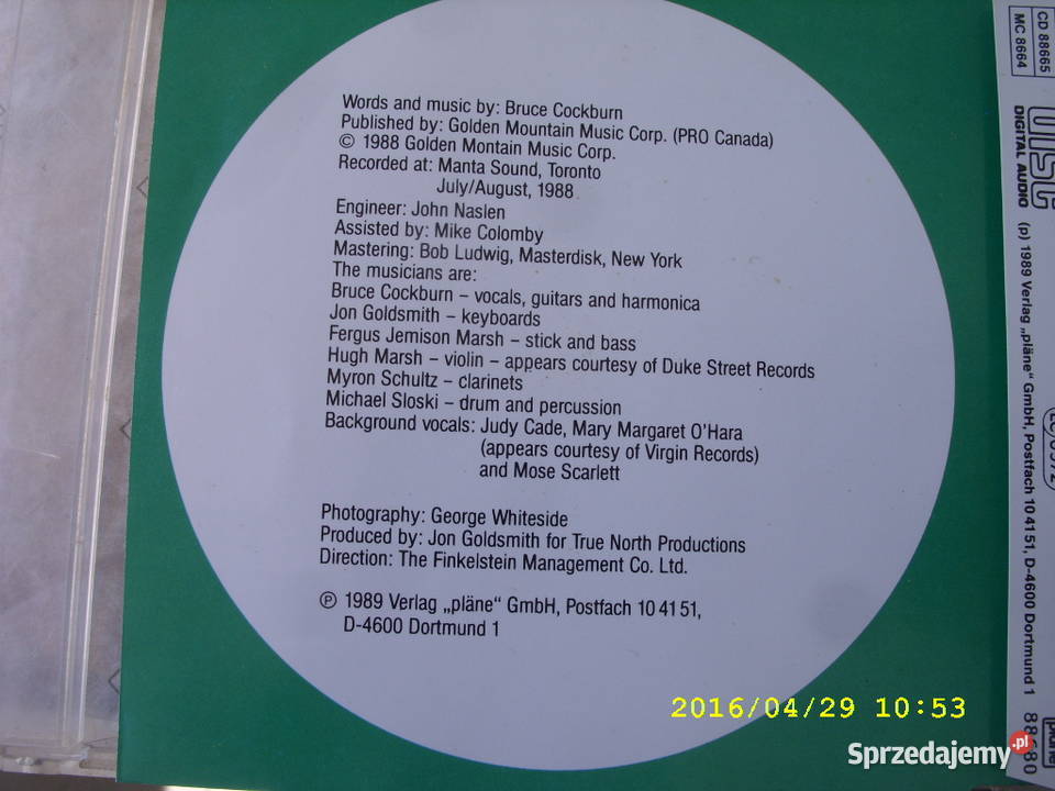 Rock CD singiel BRUCE COCBURNIF A TREE 1989 Wołów