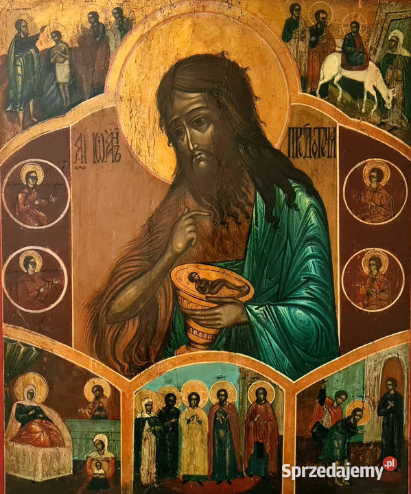 Ikona Święty Jan Chrzciciel Prodromos XIXw 0014 Antyki, Sztuka, Kolekcje Warszawa