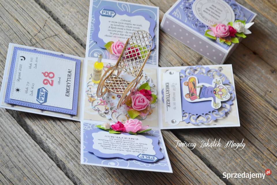 Kartka w pudełku exploding box emerytki różne Słupsk