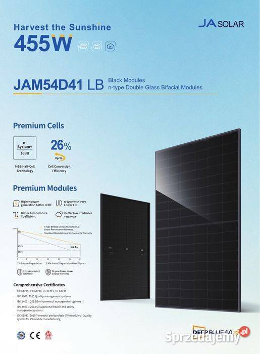 JA Solar 445W JAM54D41LB Panele fotowoltaiczne