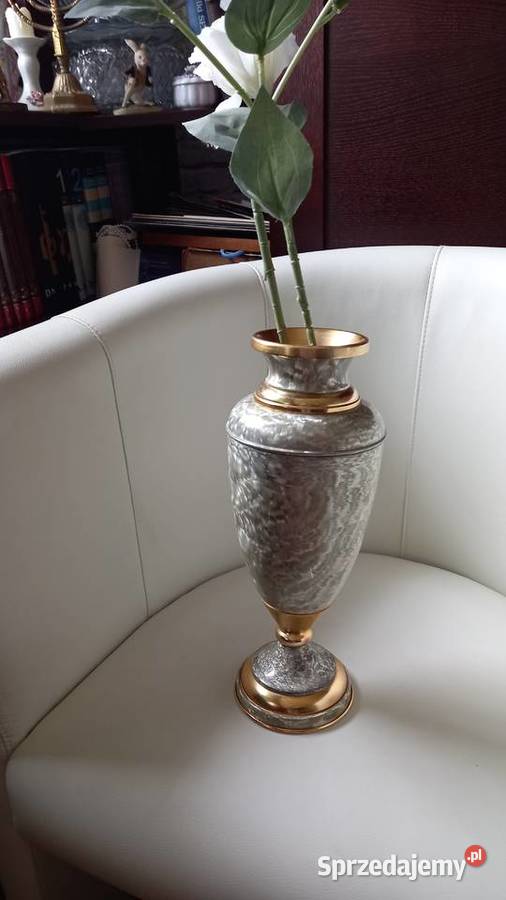 Wazon metalowy białozłoty Warszawa sprzedam