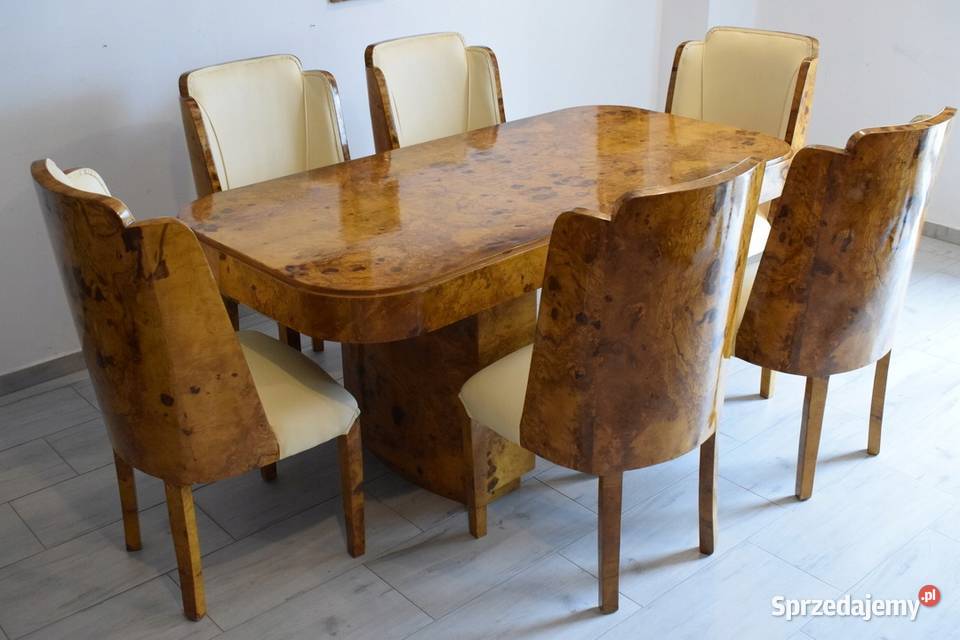 BIAŁY KRUK Stół Art Deco 6 Krzeseł Krzesło Kraków