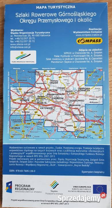 Szlaki Rowerowe Górnośląskiego szczegółowa mapa Jaworzno