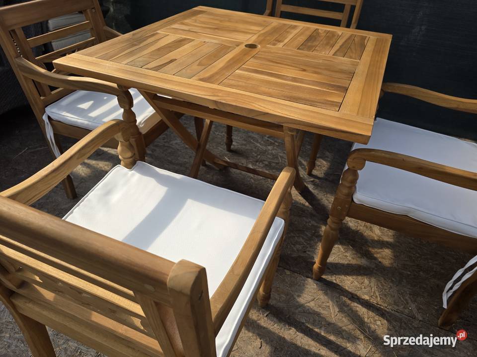 Meble ogrodowe stół plus cztery krzesła drewno Wschowa