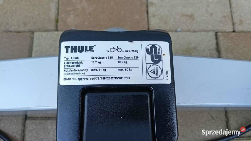 Bagażnik na hak Thule EC 929 G6 3 rowery led st Bagażniki Łodygowice sprzedam