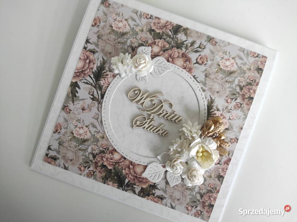 Kartka ręcznie robiona na Ślub w pudełku Rękodzieło Łódź