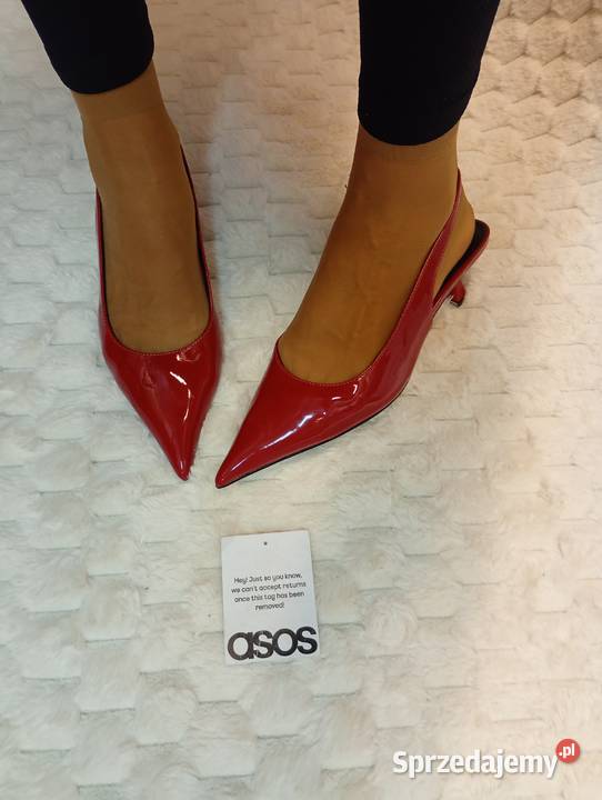 40 ASOS Design Czerwone czółenka z odkrytą piętą Asos Kraków