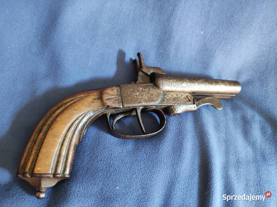 Pistolet dwulufowy zdobny zabytek XVIIIXIX Wrocław