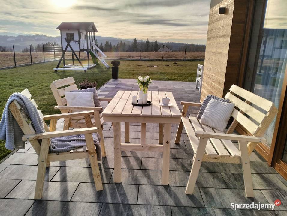 Meble ogrodowe zestaw drewniane Dom i Ogród Jordanów sprzedam