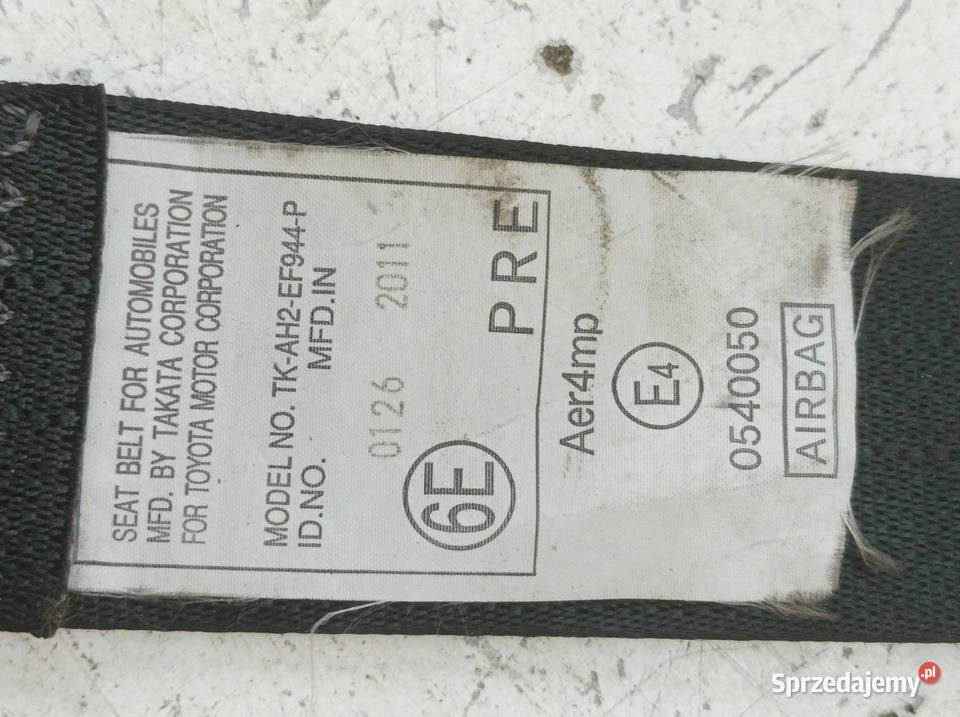 PAS BEZPIECZEŃSTWA PRAWY PRZÓD PASAŻERA Toyota Pasy bezpieczeństwa sprzedam