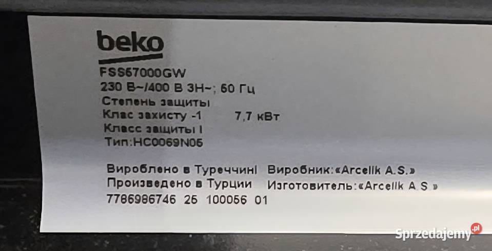 Kuchnia elektryczna Beko FSS57000GW Czeladź