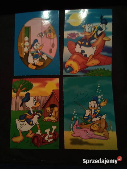 Kaczor Donald 4 pocztówki Vintage Disney Pocztówki i karty telefoniczne sprzedam