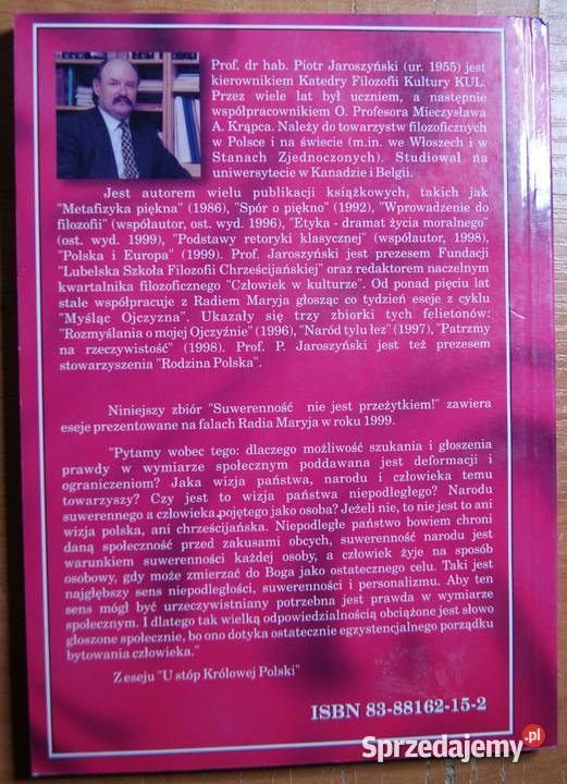 Piotr Jaroszynski Suwerenność nie jest Rok wydania 2000 lubelskie Parczew