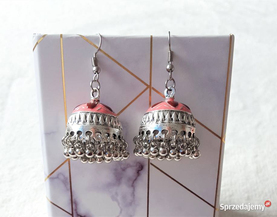 Nowe kolczyki indyjskie dzwonki srebrny kolor Szczecin