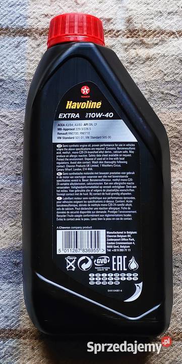 Olej silnikowy Texaco Havoline SAE 10W40 1l NOWY śląskie sprzedam