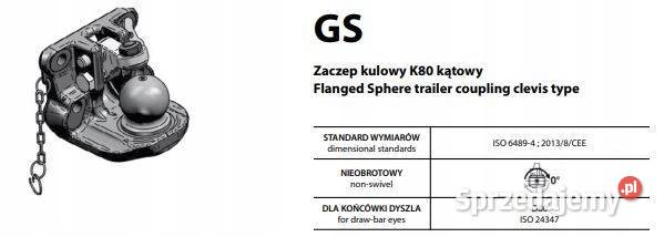 Manualny zaczep kulowy K80 140x80mm GS vOrlandi Kamionna