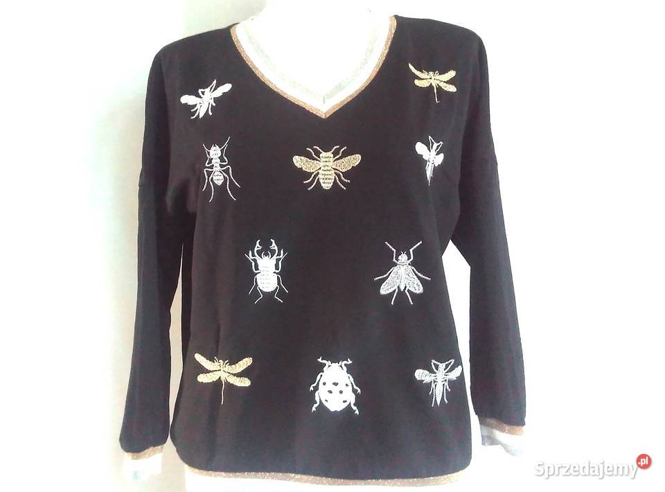 Bluza czarna Bluzka r 38 Serek rękaw 78 Białystok