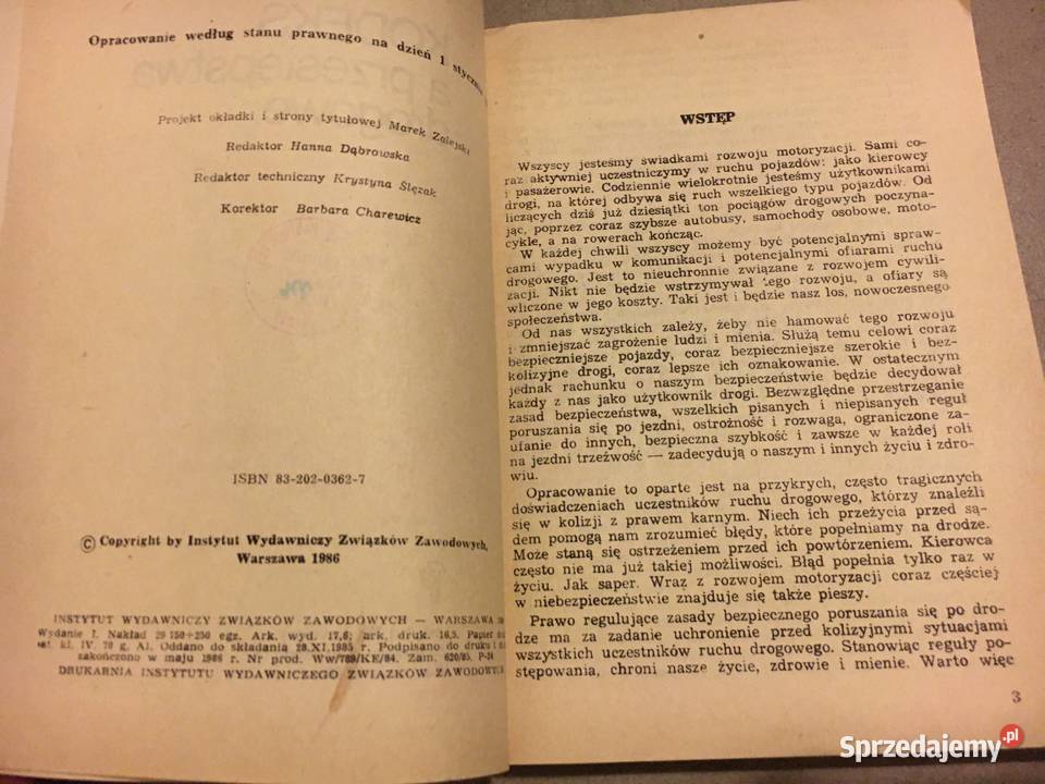 Kodeks a przestępstwa drogowe 1986 Józef Klimek Łęczyca