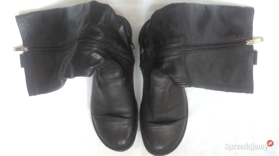 BUTY czarne KOZAKI damskie r 375 przejściowe skóra