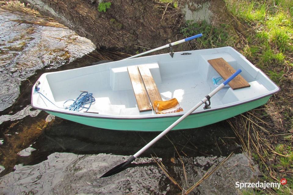 Łódka łódź wędkarska płaskodenna wiosłowa motorowa nowa.