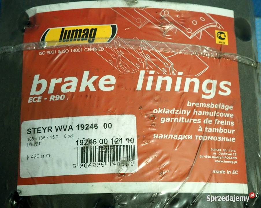 Okładziny hamulcowe 185x186x15 Steyr dostawcze