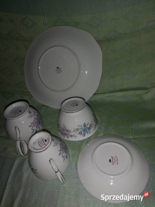 Serwis różowo niebieskie kwiatyColclough Made in Gdańsk