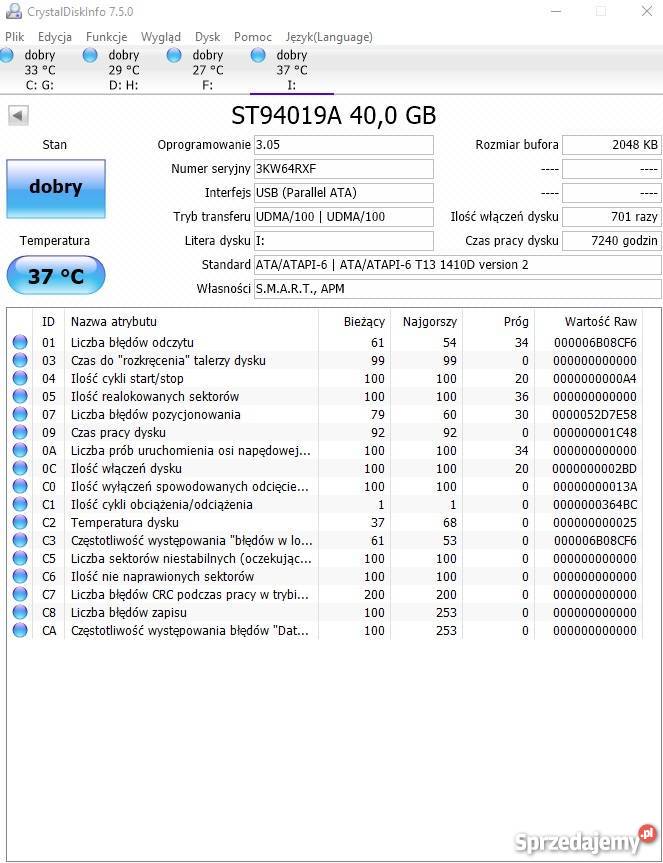 Dysk twardy 40GB ATA IDE 25 Seagate Olsztyn