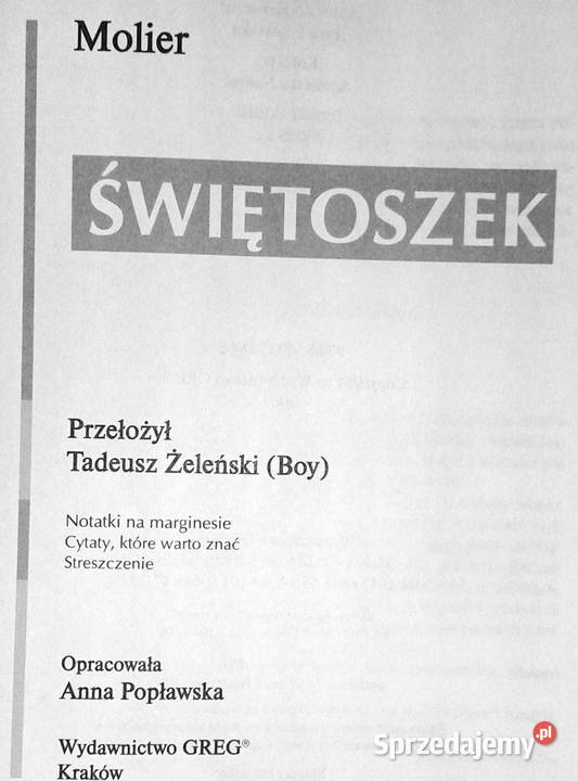 Świętoszek Molier Lektura z opracowaniem Chełm