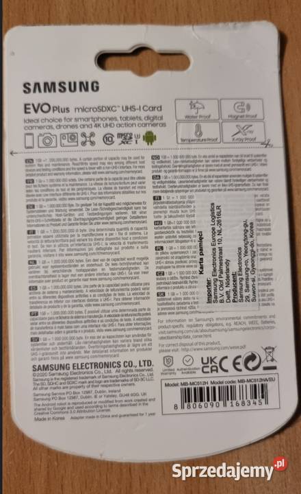 Sprzedam kartę pamięci Samsung Evo plus 512 GB