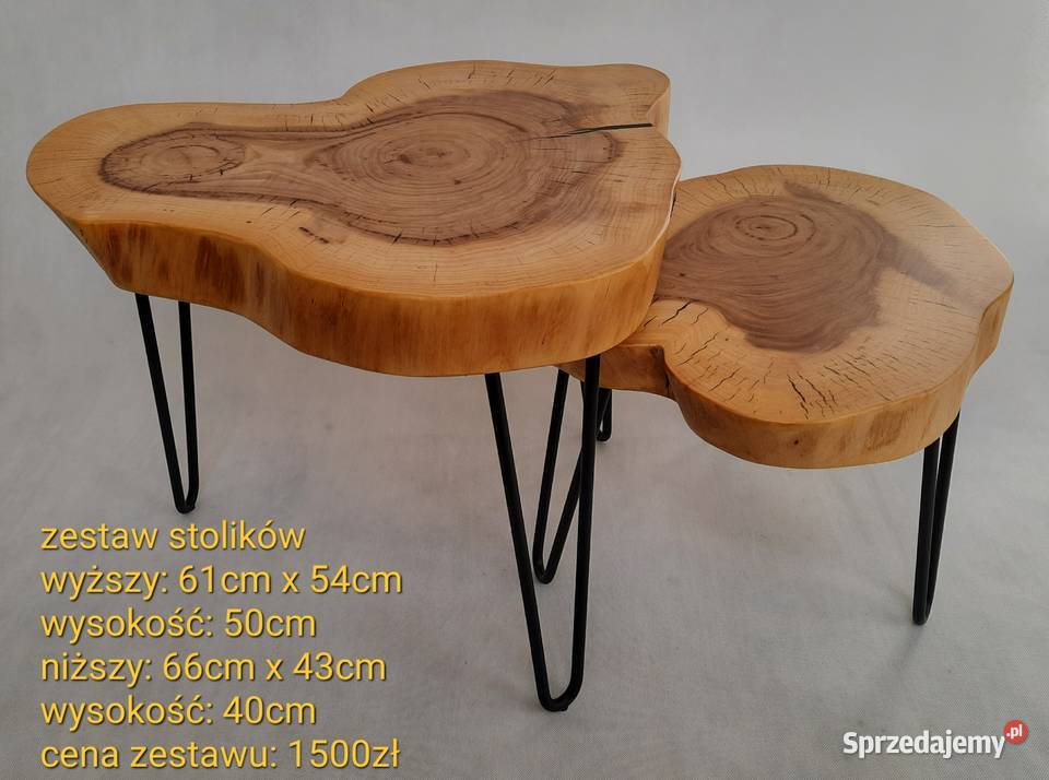 Stolik kawowy plaster drewna wiąz loft 70cm