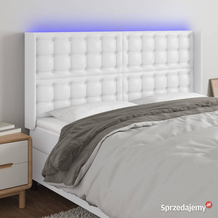 Zagłówek do łóżka z LED biały 183x16x118128 mazowieckie Warszawa