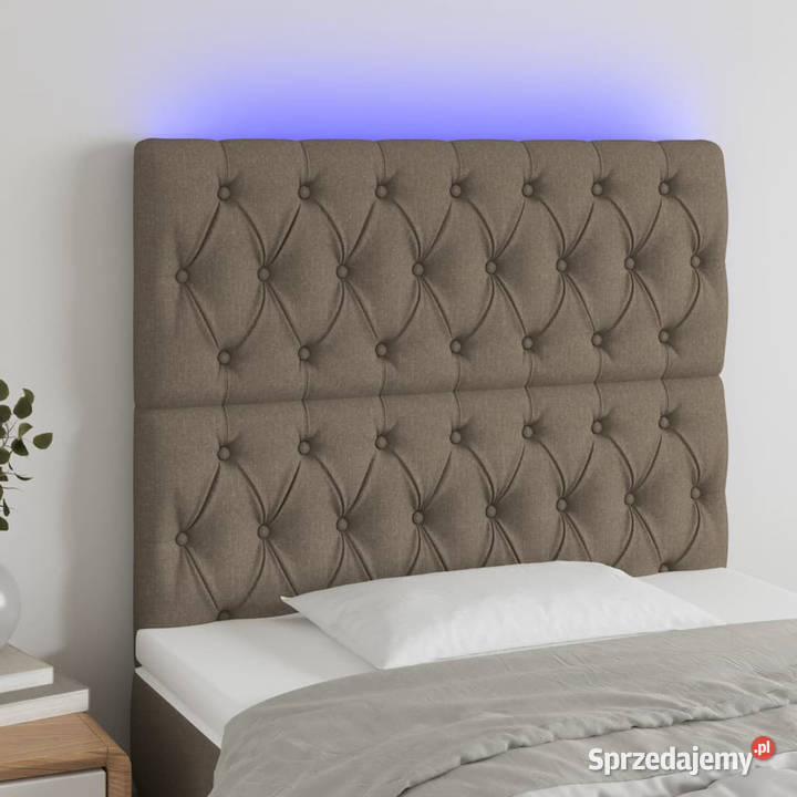 Zagłówek do łóżka z LED taupe 90x7x118128 sprzedam