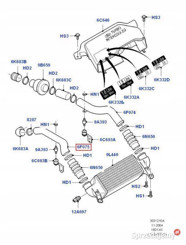 RURA RURKA INTERCOOLERA FORD FOCUS MK1 9804 18 lubelskie