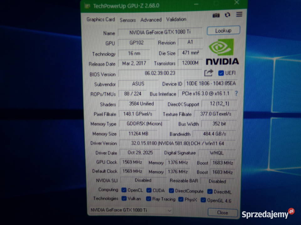 Asus GTX 1080 Ti 11GB Zakrzewo