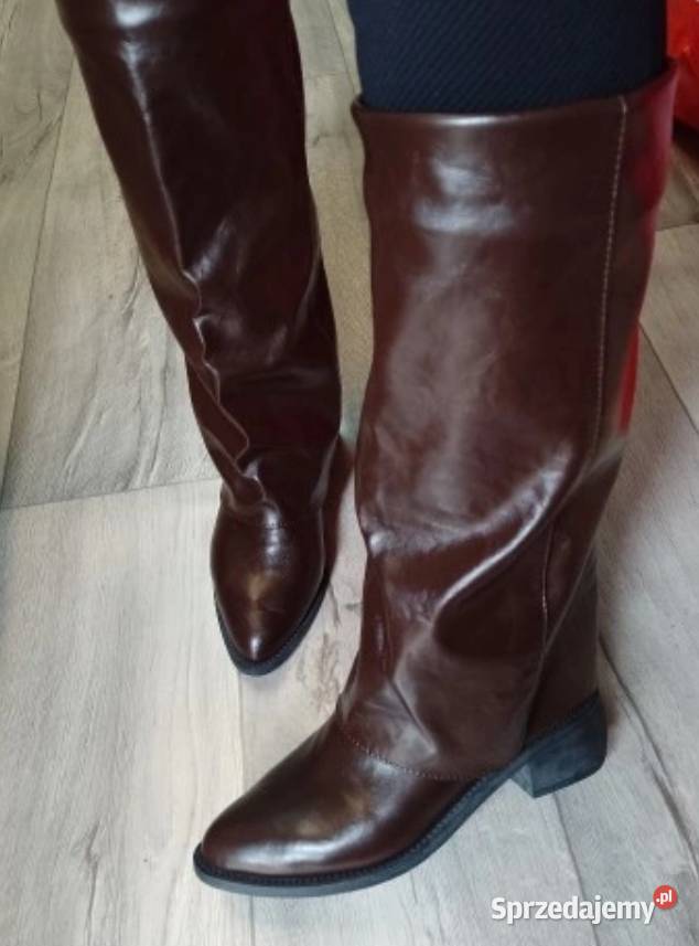 3940 Brązowe czekoladowe Kozaki kowbojki inna