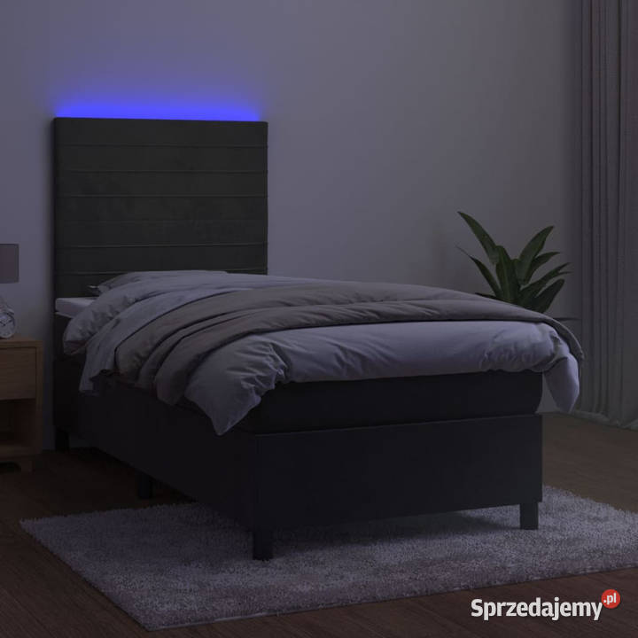 Łóżko kontynentalne z materacem i LED szary 128cm Warszawa