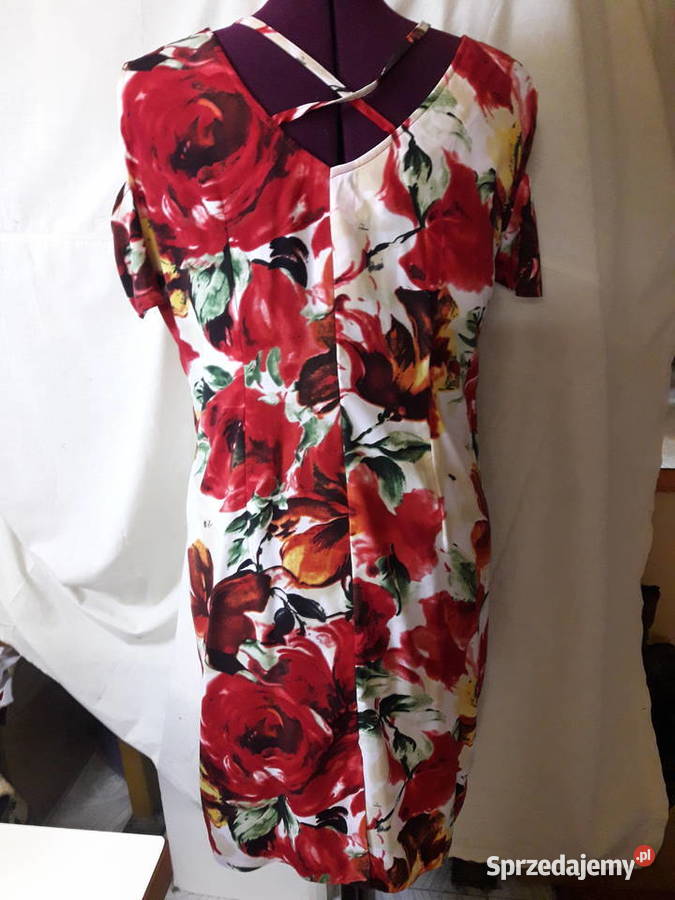 Sukienka w kwiaty 46 biały Kolbuszowa