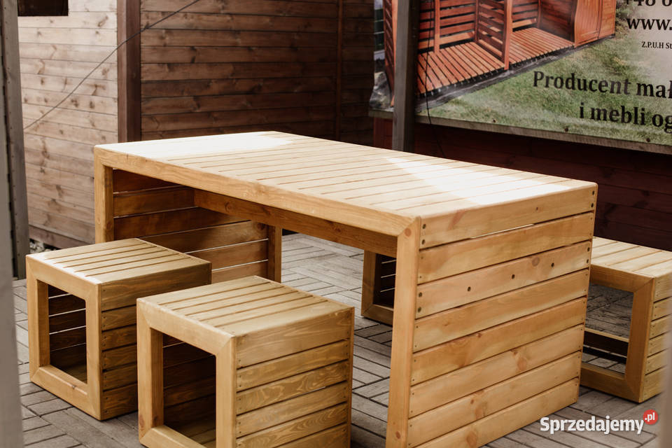 Meble ogrodowe drewniane tarasowe nieskładane