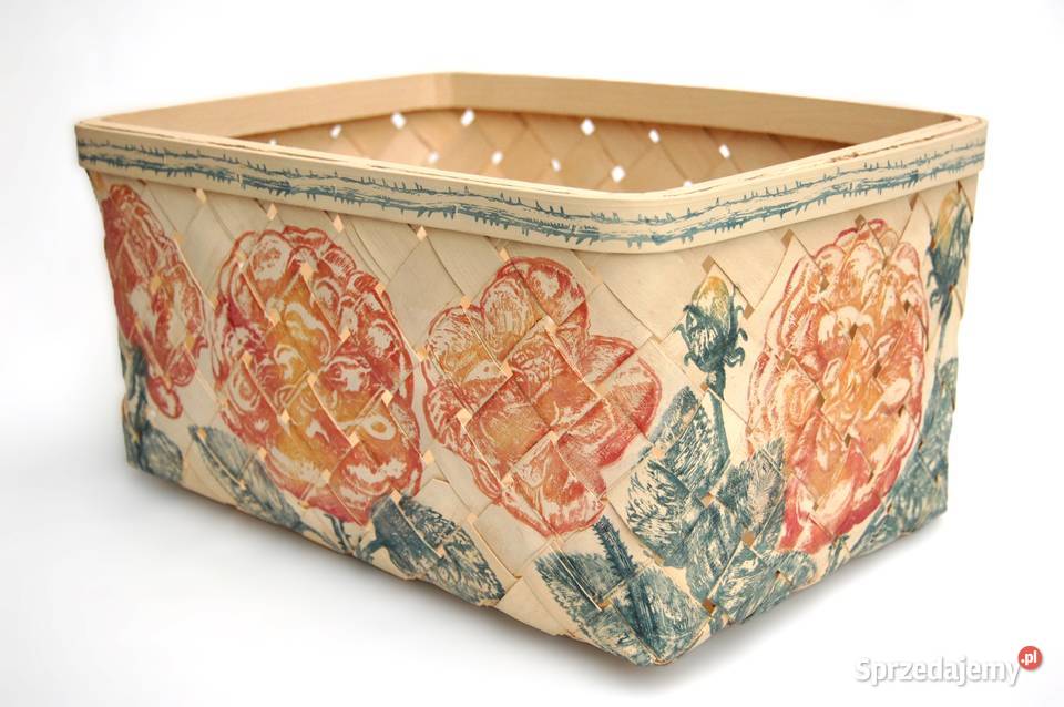 Ręcznie malowany kosz z łuby do przechowywania lubelskie