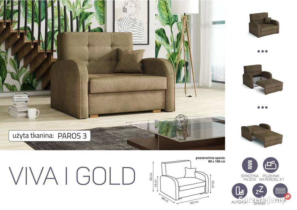 SofaKanapa Viva 1 Gold Darmowa dostawa 103cm Wieruszów