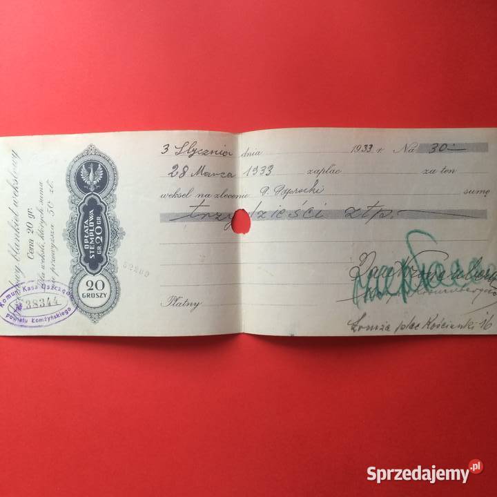 1542 Weksel Wystawiony W Łomży 39 zachodniopomorskie Szczecin sprzedam