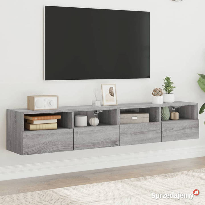 Ścienne szafki TV 2 szary dąb sonoma 80x30x30 Warszawa