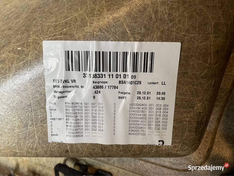 Tapicerka drzwi prawy przód 43886 bmw e65 e66 Wyposażenie wnętrza Szczecin