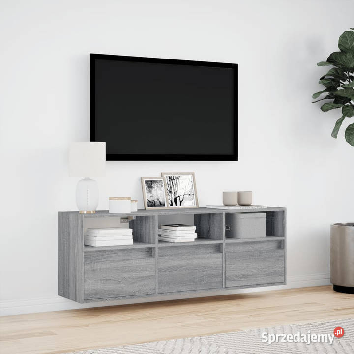 Ścienna szafka TV z LED szary dąb sonoma Warszawa sprzedam