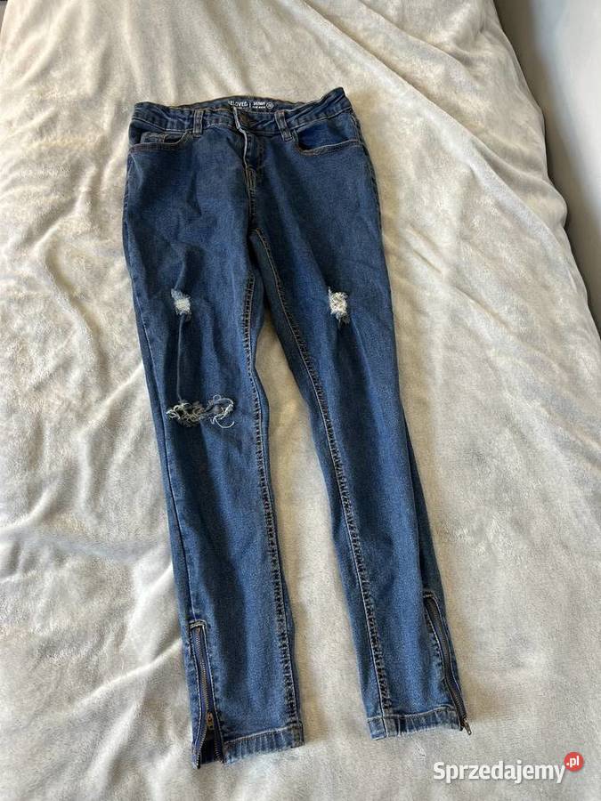 Dżinsy jeansy niebieskie z dziurami skinny Jasło